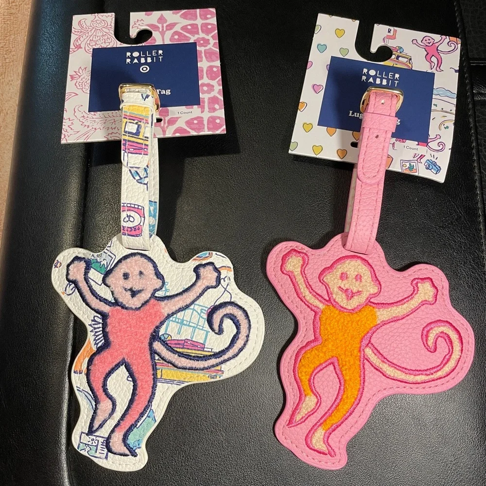 Roller Rabbit x target Lot of 2 Monkey luggage tags - Picture 1 of 5